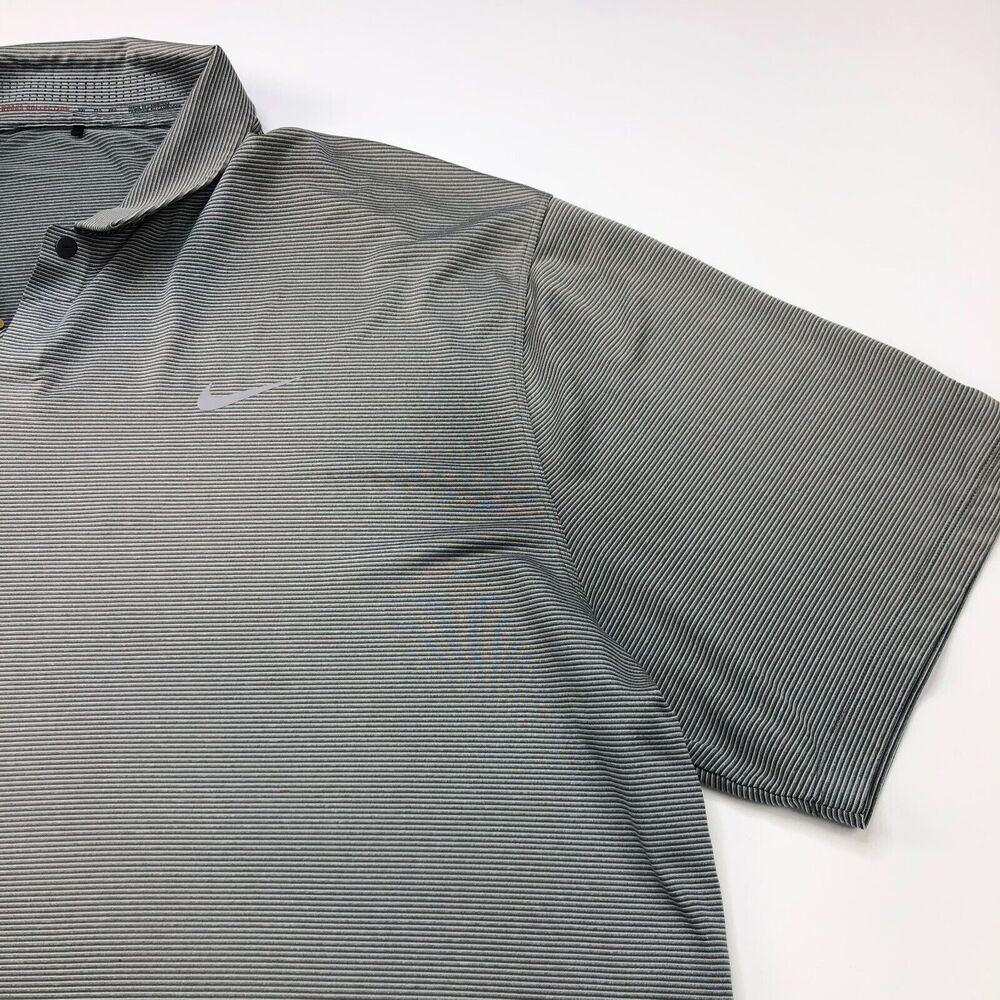 Nike Dri Fit Tiger Woods XXL Collection Golf Button Polo Striped Shirt PLS READ